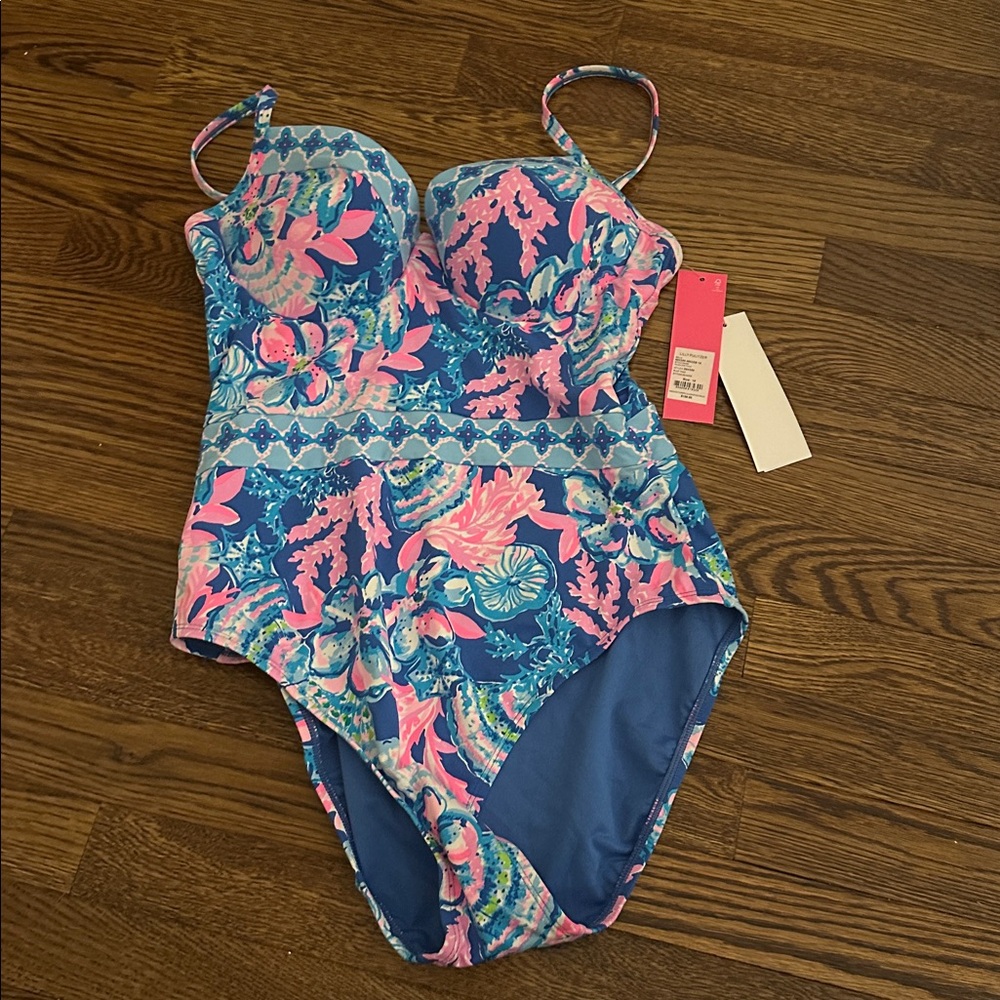 Lilly Pulitzer-Palma one piece- blue tang sitting seaside